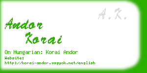 andor korai business card